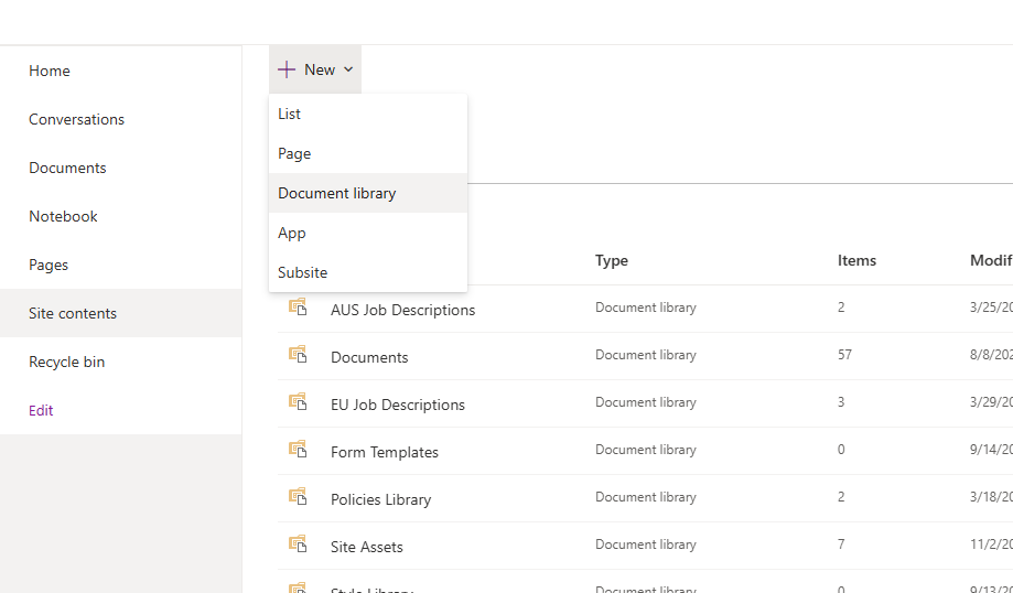 Create your SharePoint document libraries
