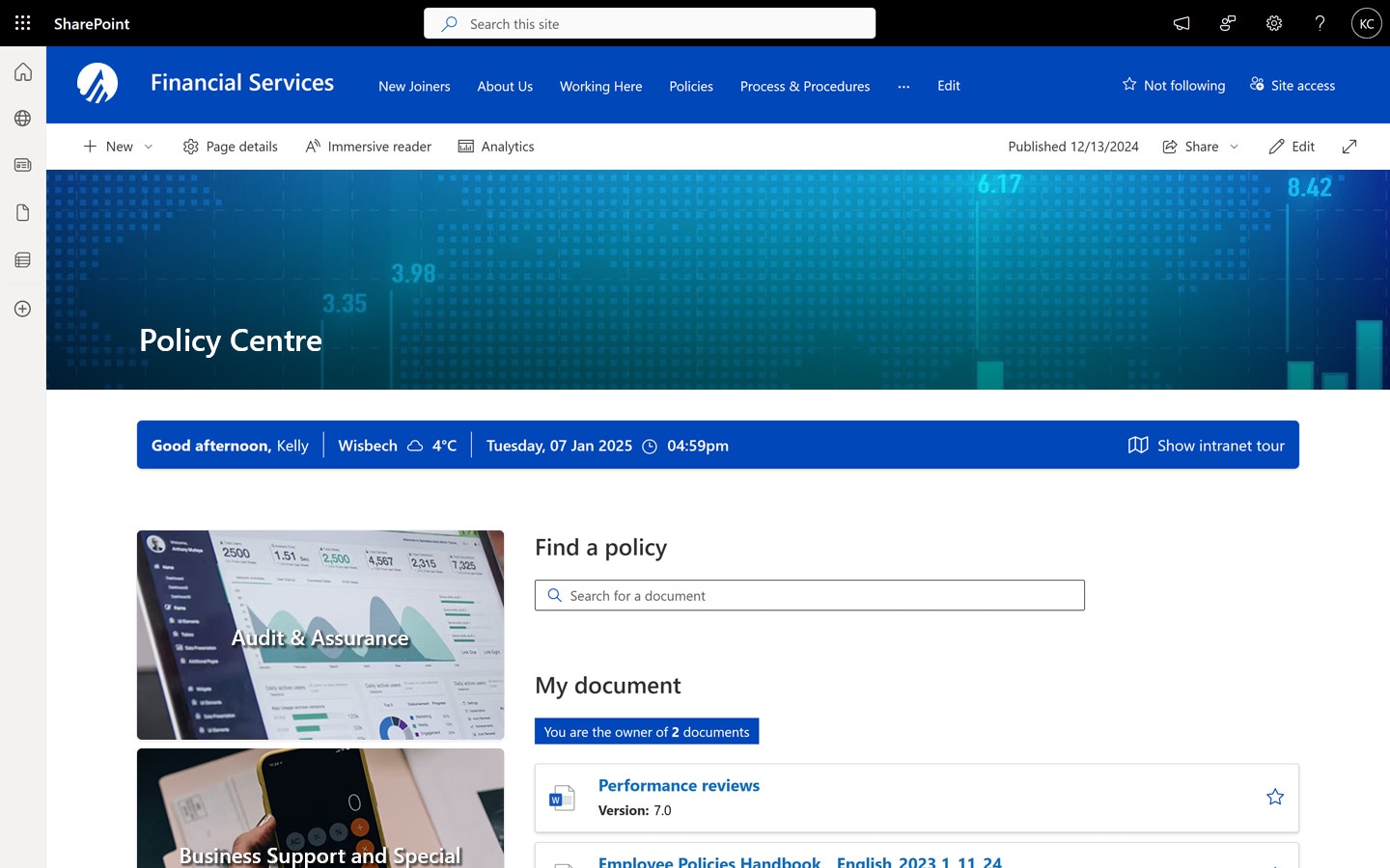 US financial services policy management
