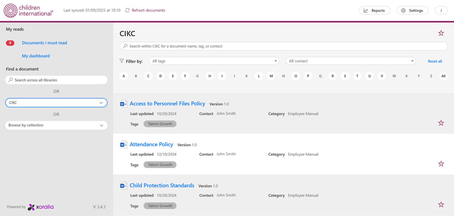Children International policy notifications