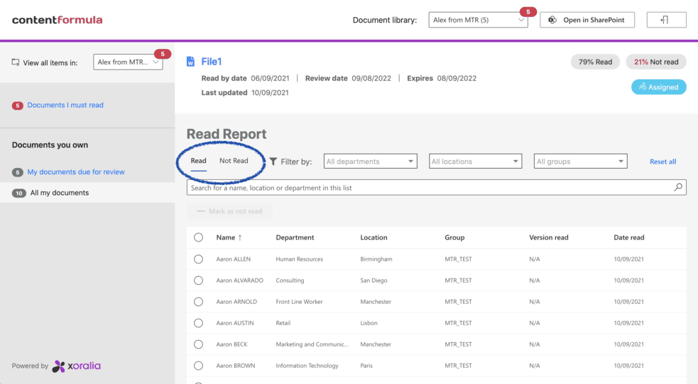 read report screenshot 1
