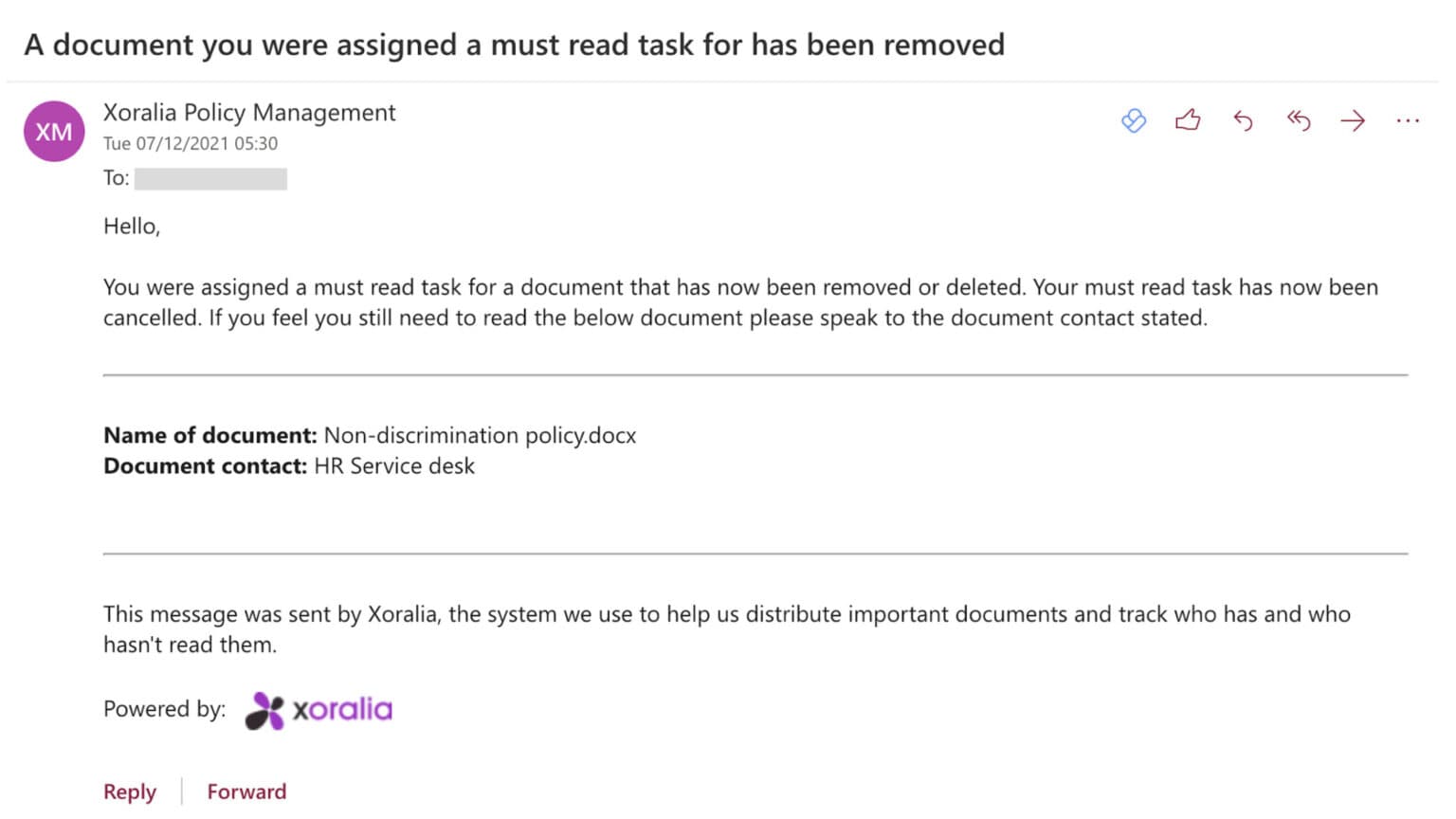 SharePoint policy management notification
