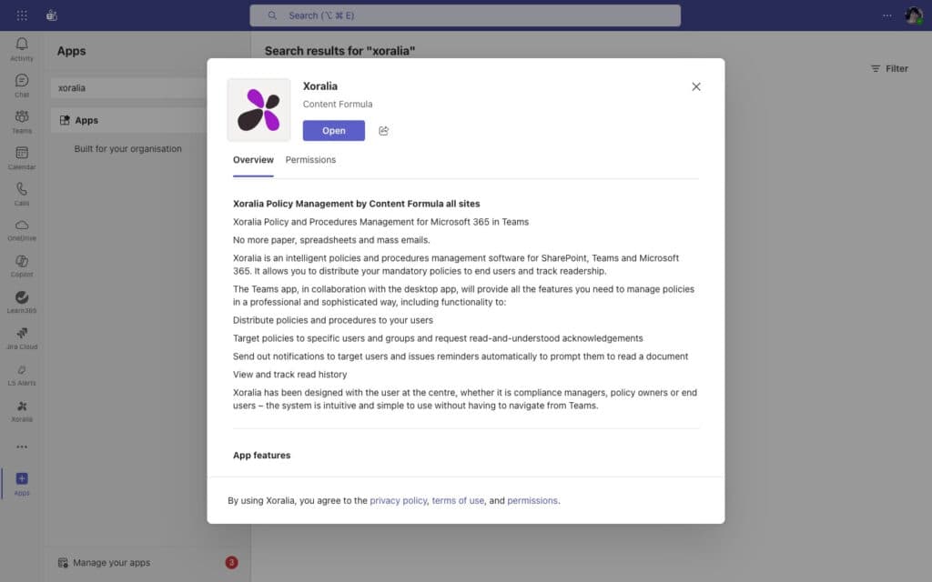 Teams add Xoralia app