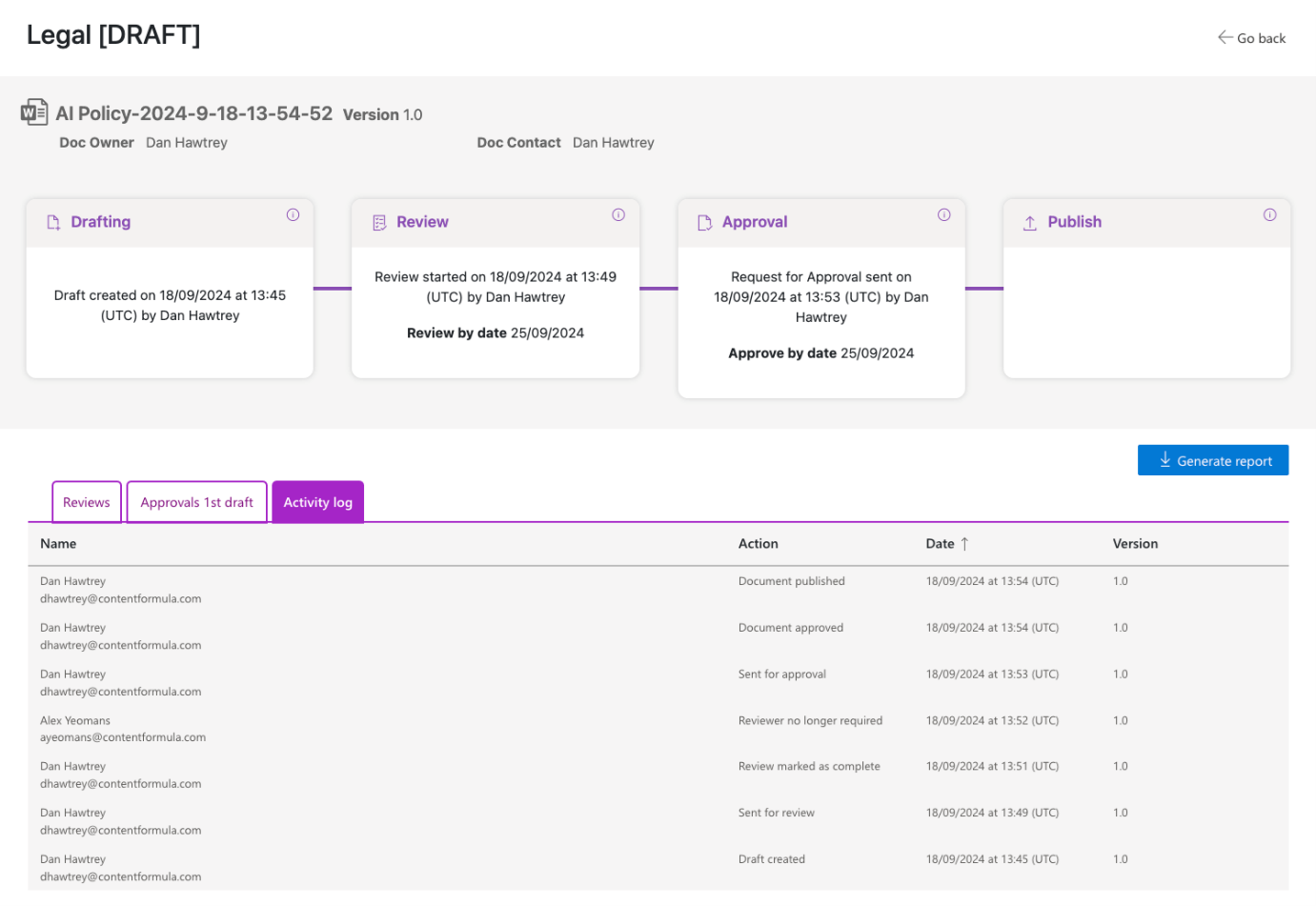Xoralia policy workflow audit trail and reporting