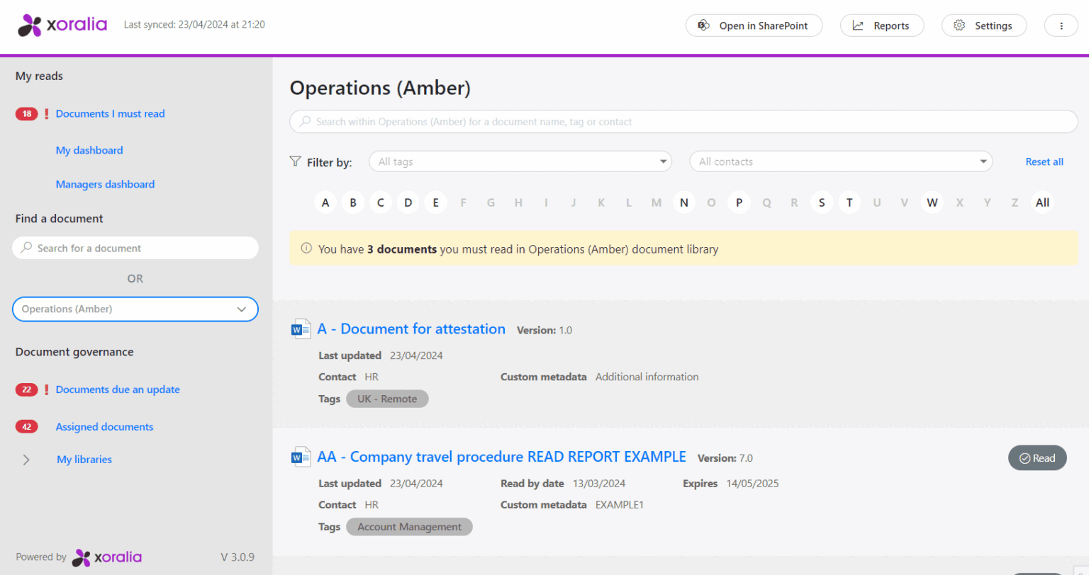 Assigning a document in Xoralia