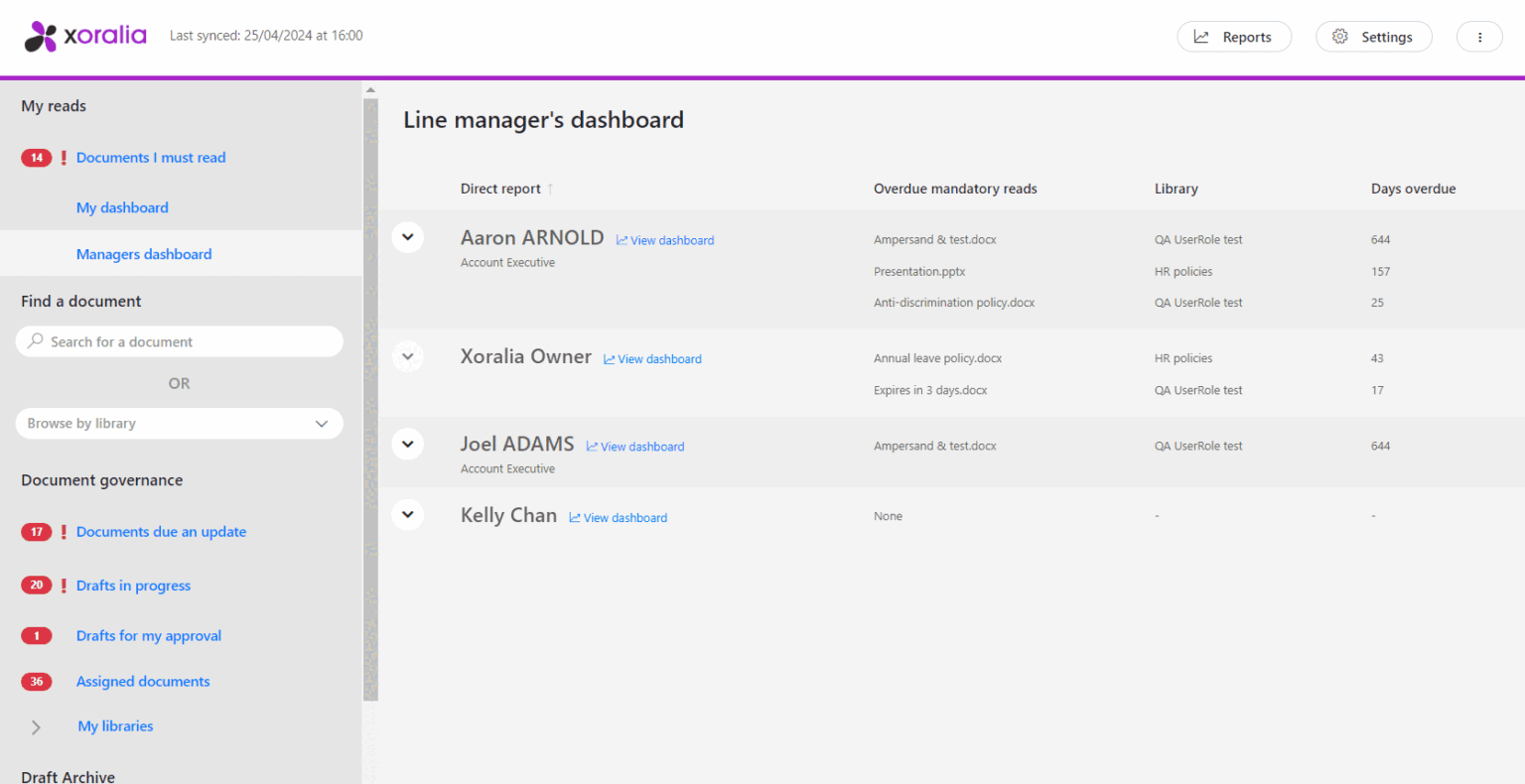 Tracking and reporting in Xoralia