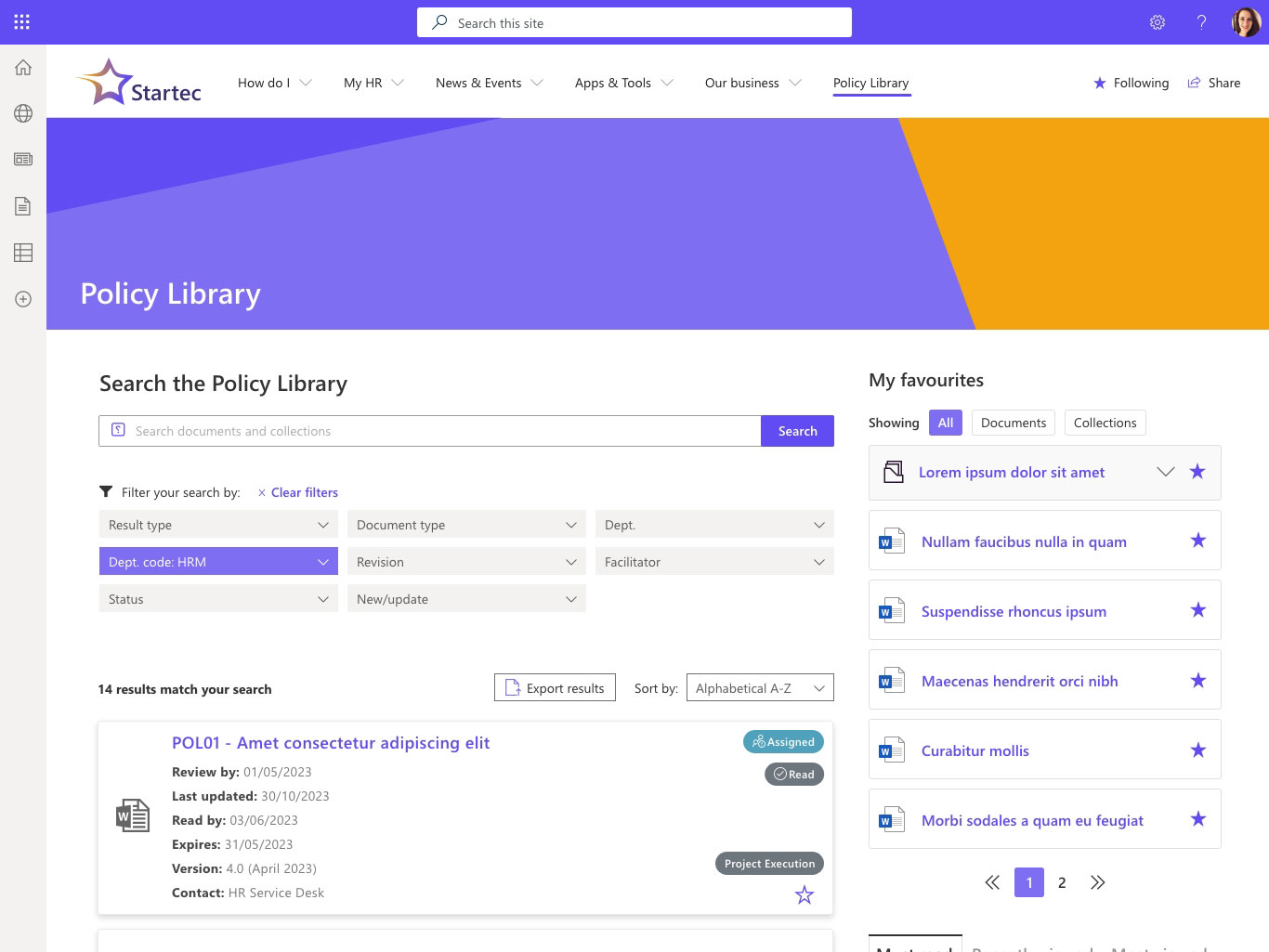 Startec policy search results