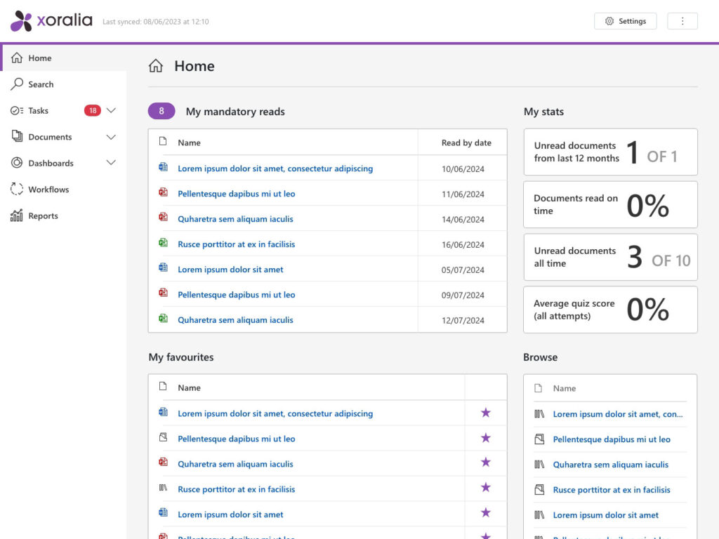Xoralia app - Homepage