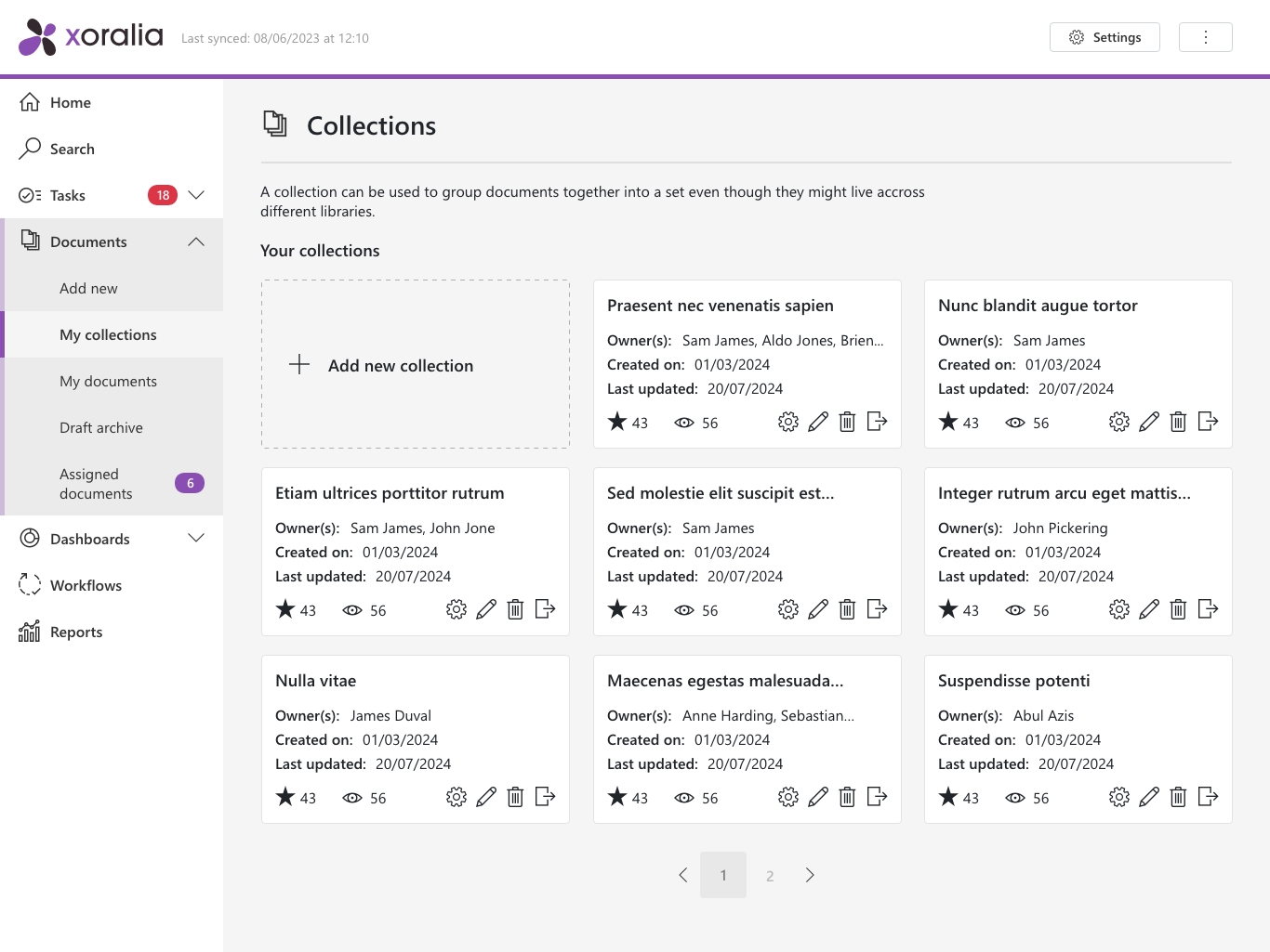 Xoralia app - My collections