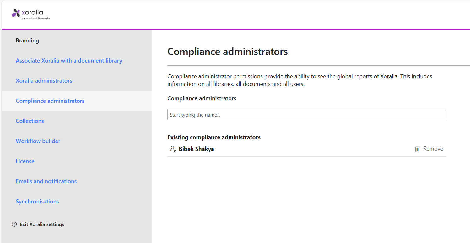 Compliance administrator permission