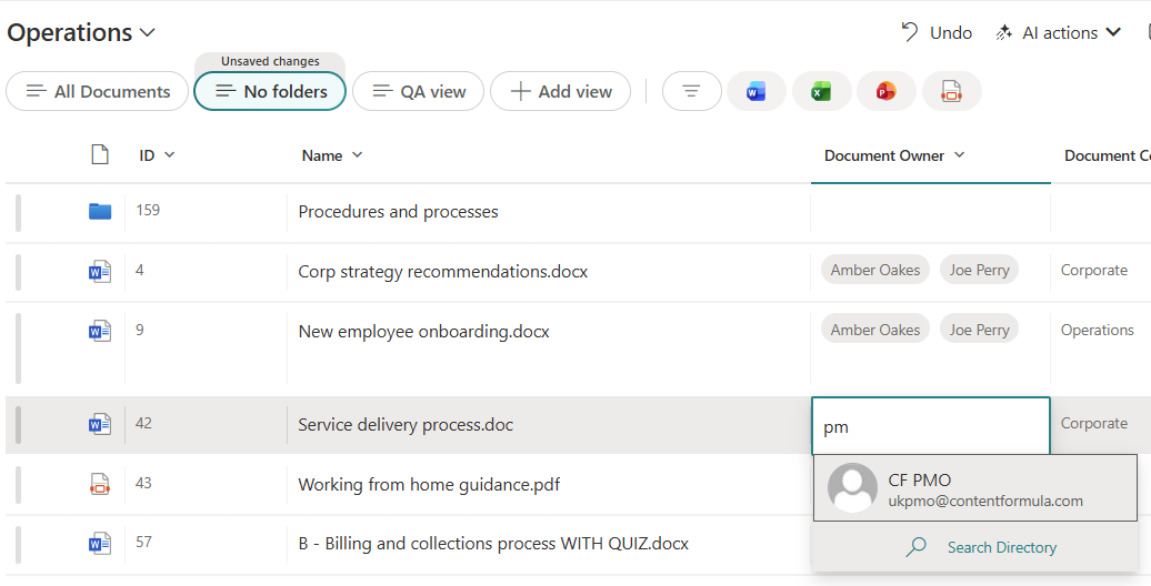 Documents for Active Directory Groups